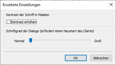 Settings contrasts in dialogs