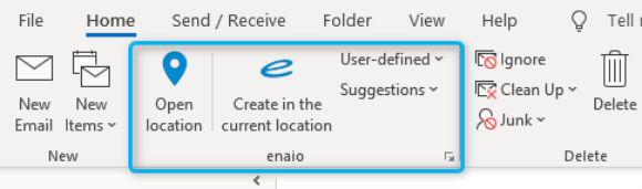 enaio® Outlook Add-In NG (Excel ribbon)