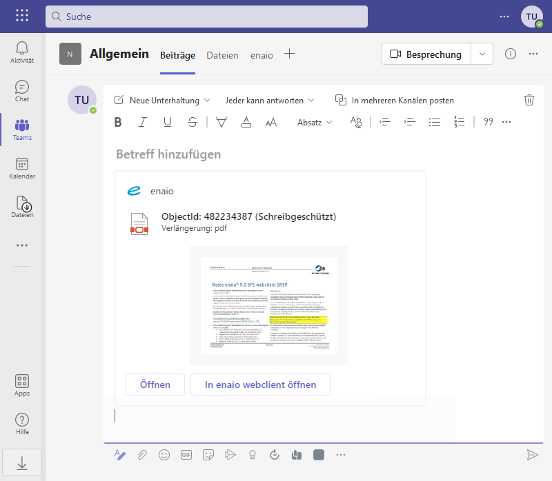 enaio® integration-for-microsoft-teams