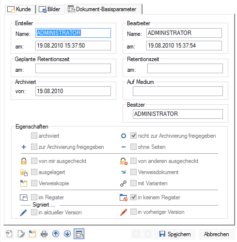 Basisparameter-Datenblatt