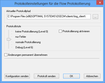 enaio® client - Protokolleinstellungen