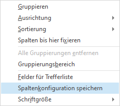Objektlisten - Spaltenkonfiguration