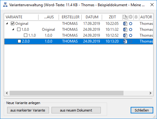 Variantenverwaltung