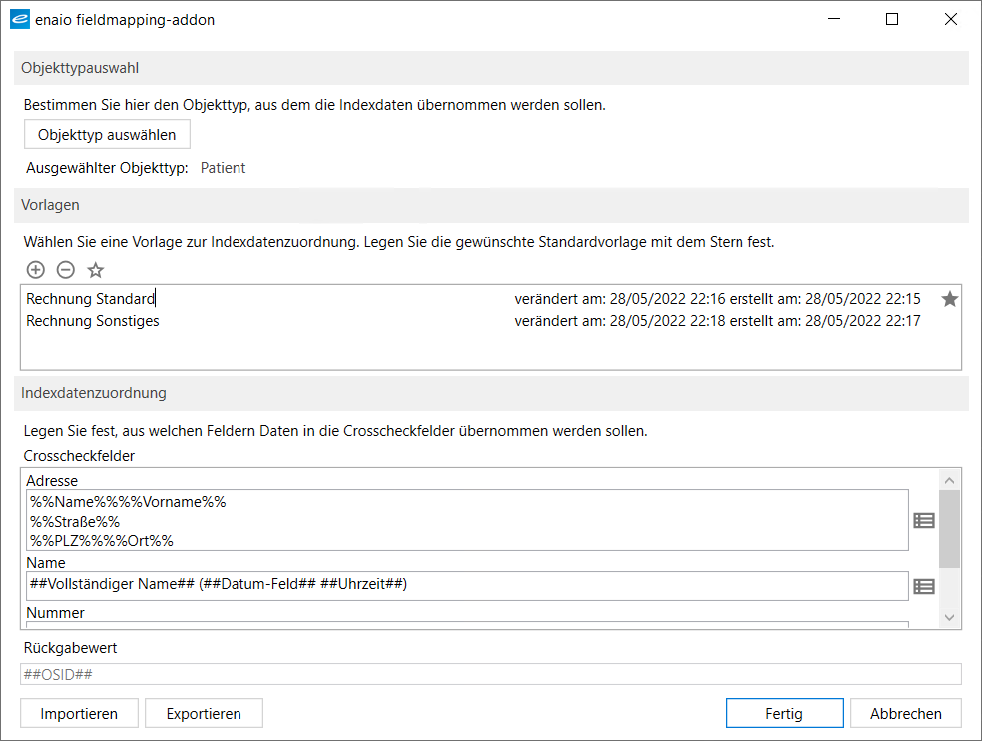 enaio® client - Fieldmapping-AddOn