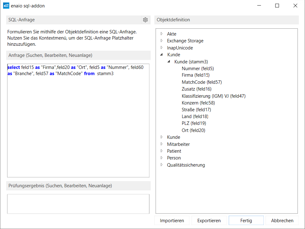 enaio® client - SQL-AddOn