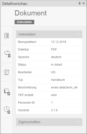 enaio® client - Detailvorschau