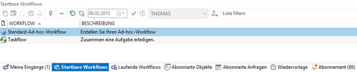 enaio® client inboxes – Startable workflows