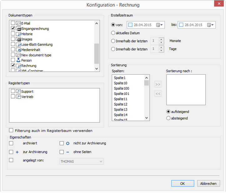 View filter configuration