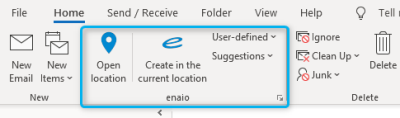 enaio® Outlook Add-In NG (Excel ribbon)