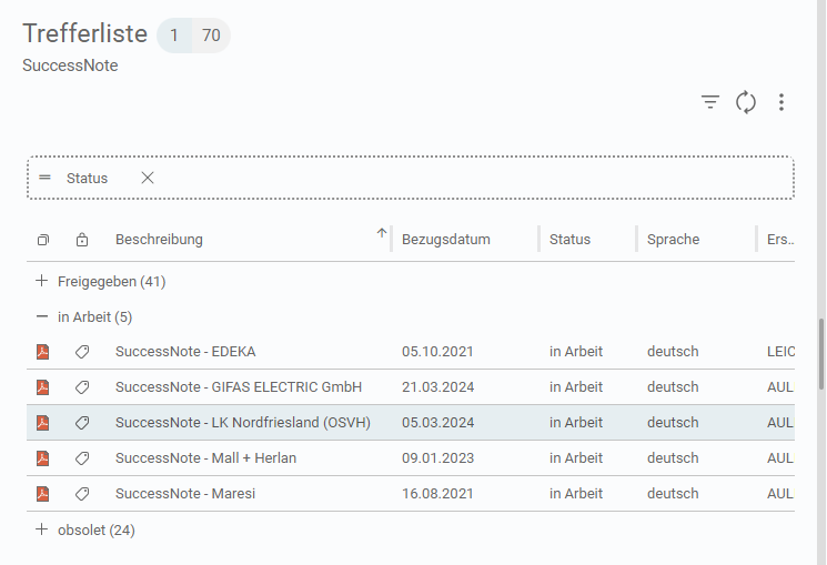 Trefferlisten gruppieren
