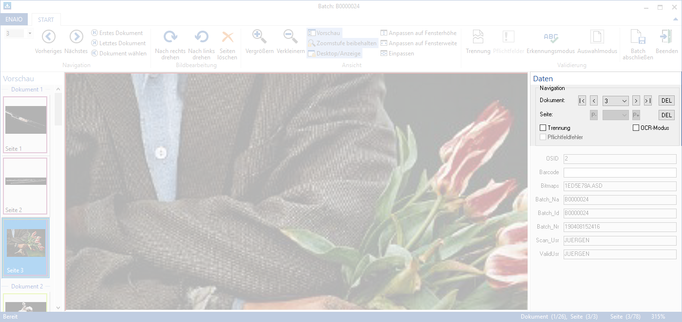 enaio® capture - Screenshot