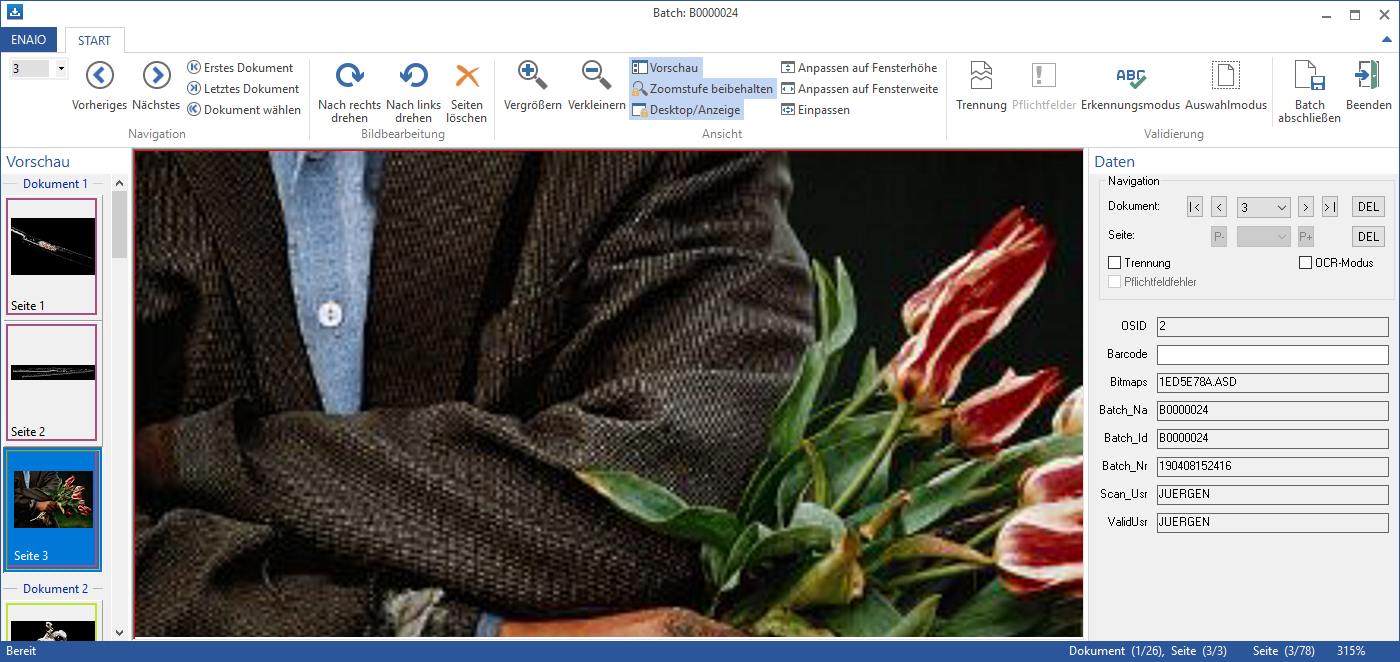enaio® capture – Screenshot