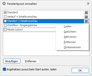 Dialogue de mise en page de la fenêtre enaio® client Dialogue de mise en page de la fenêtre enaio® client