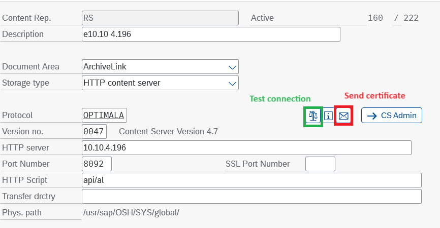 Screenshot of SAP® configuration menu