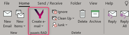 yuuvis® RAD Outlook Add-In (Outlook ribbon)